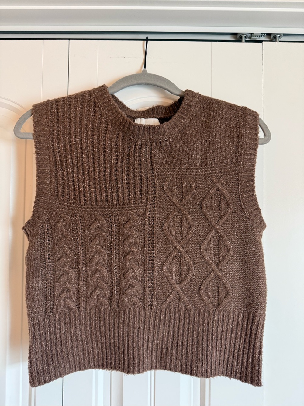 Pink Rose Brown Cable Knit Sweater Vest